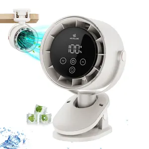 Portable Clip Fan with 100 Speeds & Auto Rotation Digital Touchscreen Display Rechargeable Quiet Turbine Technology Great for Travel Vacation Desk Cooling Circulation Air power high industrial essen cial tabletop mode waist home cool hill Electric