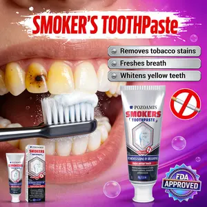 3-in-1 Smokers Whitening & Stain Removal Toothpaste, Professional Deep Cleaning for Yellowing & Plaque, Fresh Breath Technology, Gentle Enamel Care for Sensitive Gums, Daily Oral Hygiene Solution. Antibacterial Brush Coconut Coffee Foam Repair Repair