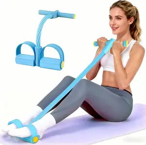 Pedal Resistance Bands with Handles, Upgrade 6-Tubes Manual Tension Training Pedal, Natural Rubber Foot Pedal Resistance Bands, Multifunction Fitness Bands for Abdomen, Waist, Arm, Leg
