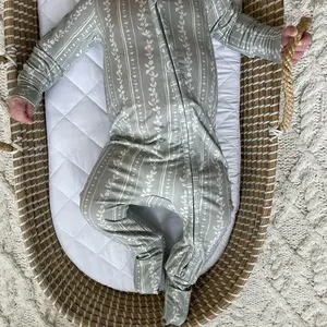 Buttery Soft Baby Bamboo Zippered Romper (Cottage Stripe)