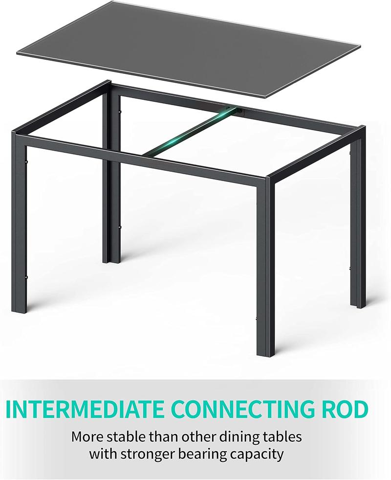 【2 Packages Shipping】GIZOON 3/5/7 Piece Glass Dining Table Set with  PU Leather Chairs Modern Sturdy Iron Frame Easy to Clean for Home Kitchen Living Room