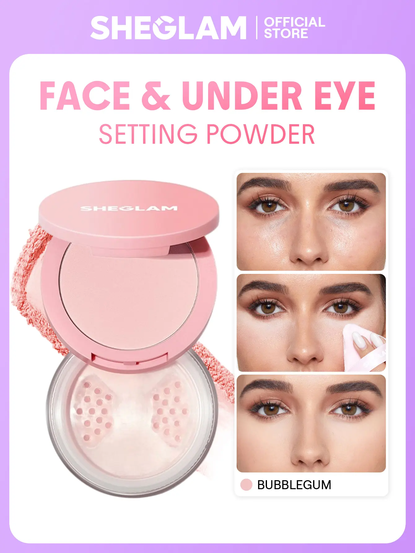 SHEGLAM Insta Ready Face and Under Eye Setting Powder Duo Lightweight Oil Control Loose Powder Makeup Setting Brightening