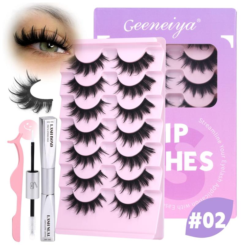 Geeneiya Manga Fairy Strip Lashes Kit with Lash Bond and Seal for False Lashes Falsies Eyelashes Makeup Cosmetic Eyelashes Look Like Extensions
