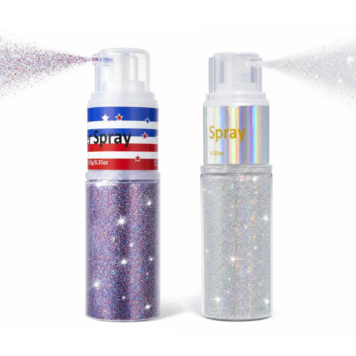 Hair and Body Glitter Spray, Glint-Rainbow Glitter Hairspray Dry Powder Makeup for Clothes, Festival Rave Loose Sparkle Powder,Holographic Ultra Fine Glitters for 4th of July Accessories