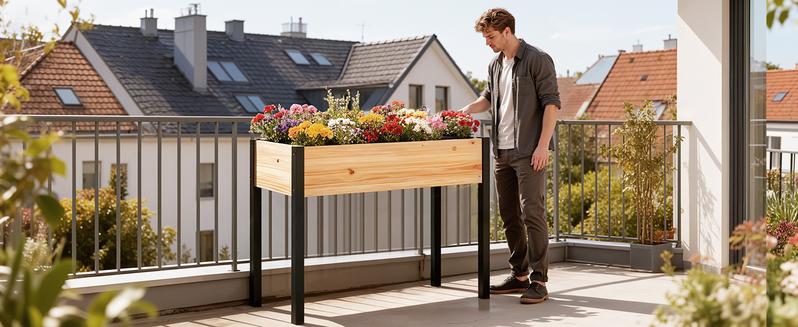 Lilypelle Wooden Raised Garden Bed with Legs, Elevated Reinforced Large Planter Box for Vegetable Flower Herb Outdoors, Beam and Column Structure, Unmatched Strength Outlast