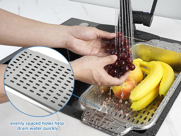 Hibbent Over the Sink Colander Strainer Basket - ALL METAL Extendable Drain Colander for Wash Vegetables and Fruits Dry Dishes, 6 Quart Large Size, New Home Kitchen Essentials Hibbent Over the Sink Colander Strainer Basket - ALL METAL Extendable Drain Colander for Wash Vegetables and Fruits Dry Dishes, 6 Quart Large Size, New Home Kitchen Essentials