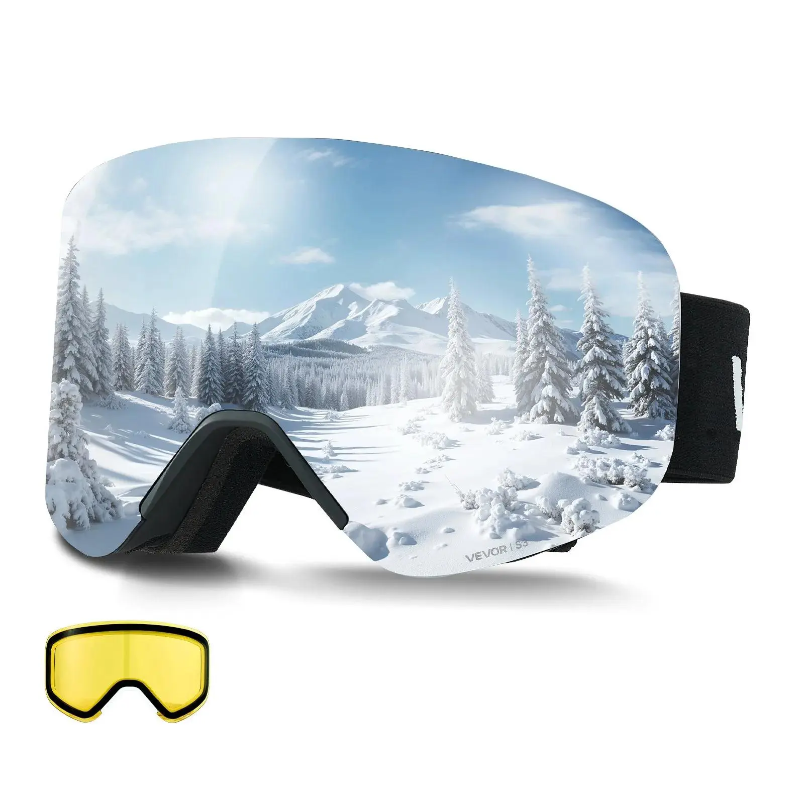 Frameless Cylindrical Ski Goggles with Magnetic Buckle Lens, OTG TPU Frame for Men & Women, Helmet Compatible with Adjustable Anti-Slip Strap, Adjustable Strap, Uv Protection, Anti Fog Sports Eyewear, Face And Eye Protection Sports Eyewear, Goggles Sports