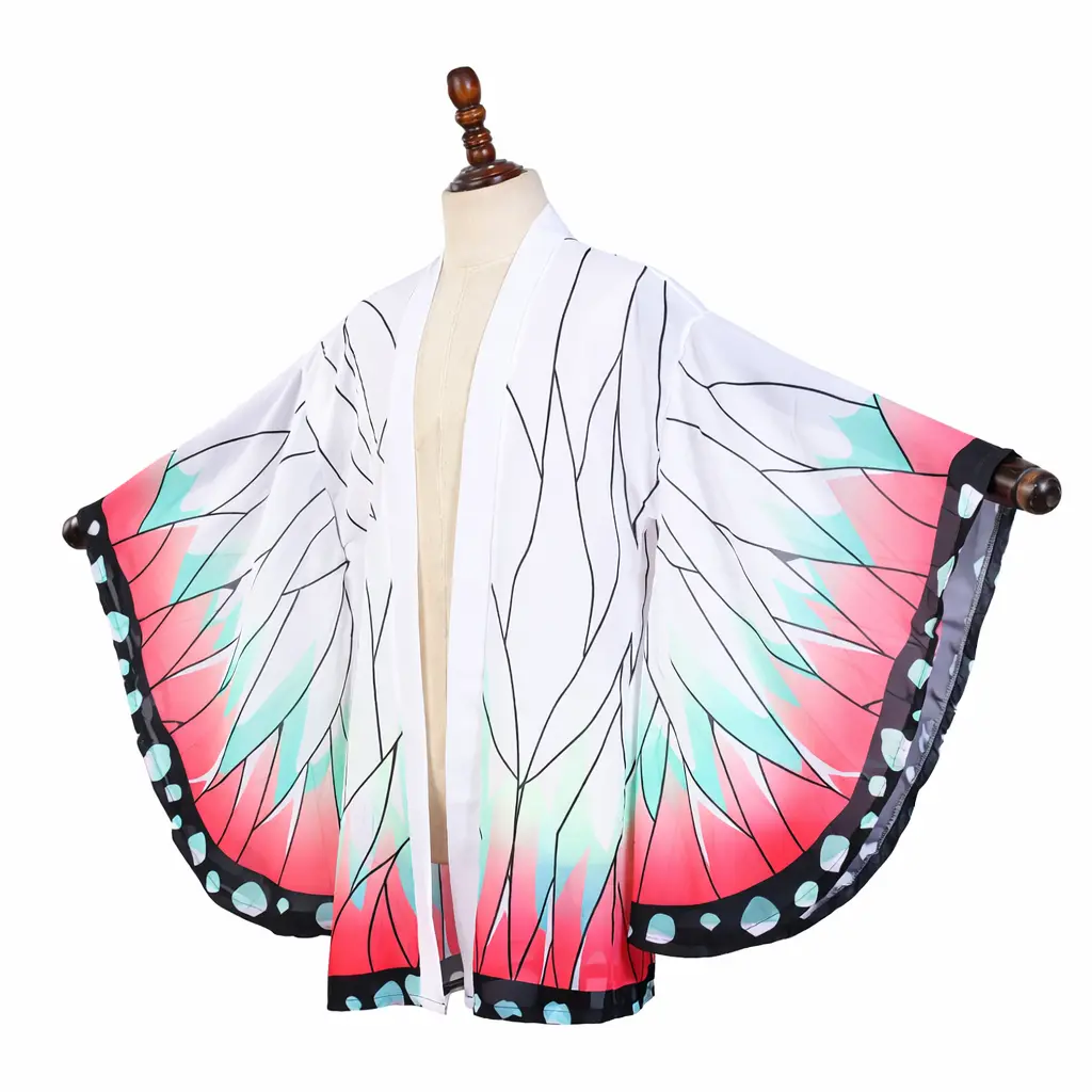 Women's Butterfly Wing Kimono Cardigan - Aesthetic Lightweight Drape Women's Clothes, Comfortable Fabric Robe, Elegant Outfit for Parties & Photoshoots, Demon Slayer Beach Cover-Up, Soft, Outfits, Halloween Ready, Polyester, Anime Inspired