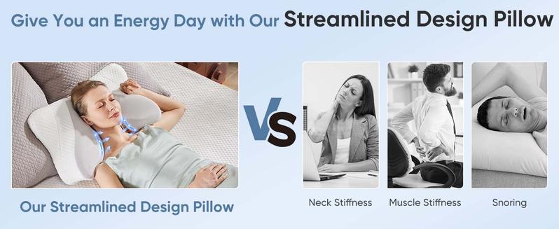 Memory Foam Ergonomic Bed Pillow for Side, Orthopedic Contour Neck Pillow, Back, and Stomach Sleepers - Cooling Pillow with Breathable Pillowcase Memory Foam Ergonomic Bed Pillow for Side, Orthopedic Contour Neck Pillow, Back, and Stomach Sleepers - Cooling Pillow with Breathable Pillowcase