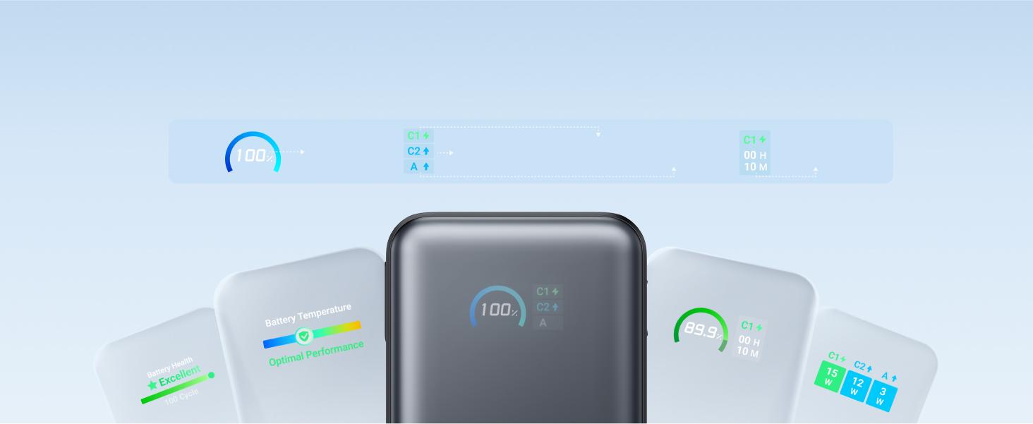 [Live Only]Anker Nano Power Bank, 10,000mAh Portable Charger with 2.3 ft Anker InstaCord Retractable Cable, 45W Max Compact Battery Pack, Smart Display, For iPhone 16 Series, iPad, Galaxy, Pixel, and More