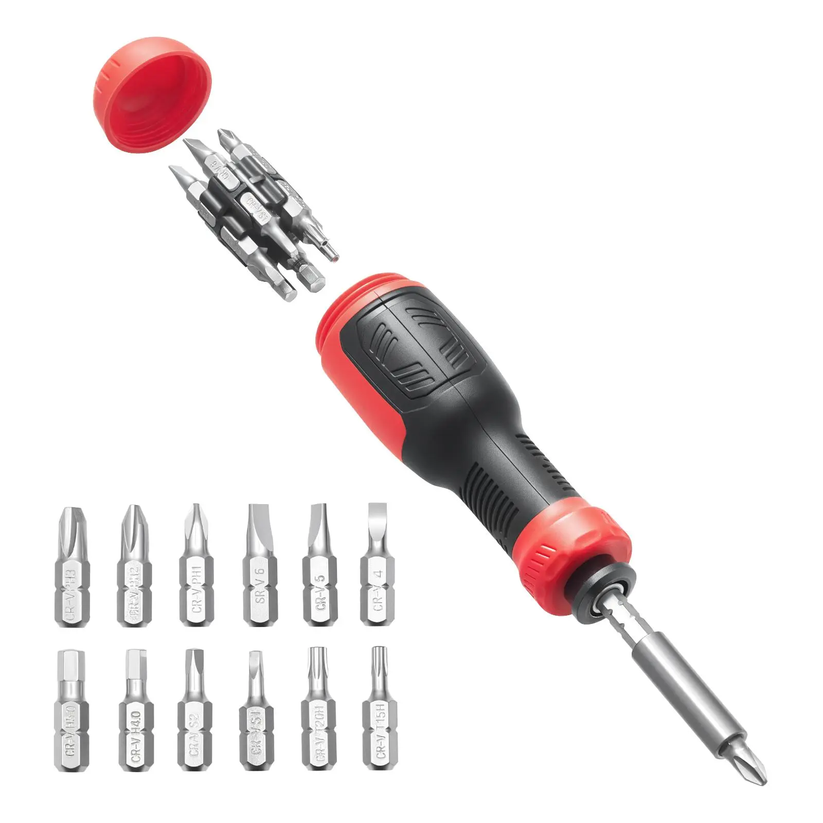 【Summerfinds】VEVOR 13-Piece Magnetic Multipurpose Screwdriver Set, CR-V Steel Corrosion-Resist Mini Nut Driver with Phillips, Flat Head, Torx, Square Bits, Quick Bit Access, Secure Hold Manual Precision Tool, Compact for Convenient Storage & Portability
