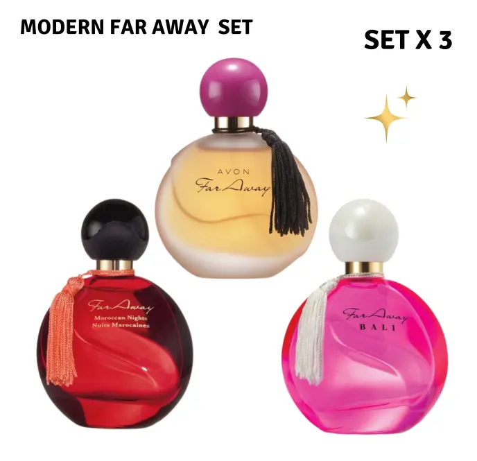 Avon Modern Far Away Perfume Set | Far Away, Bali & Moroccan Nights (3-Piece Set)