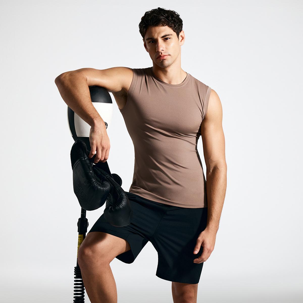 Nebility Men’s Compression Shapewear Tank Top, Quick Dry Stretch Odor-Resistant Muscle Fit Workout Vest, Ultra-Light Breathable Sleeveless Training Top for Gym & Daily Wear