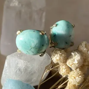 Larimar Earrings – Ocean Mist Mini(6×4mm, 925 Silver) LAR-E-H08