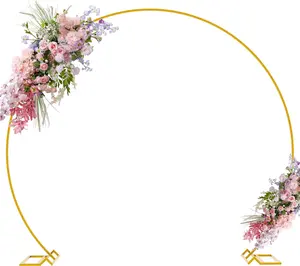 festive outdoor decor - 7.2ft Metal Circle Backdrop Stand Balloon Arch Frame, holiday decor deals scene arrangementGolden Iron Round Backdrop Arch for Weddings, Birthday, Baby Showers, Photo Background Decoration  banners round backdrop stand