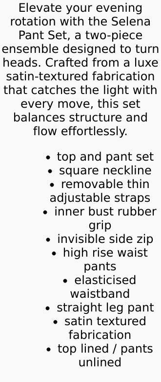 Selena Pant Set - Black