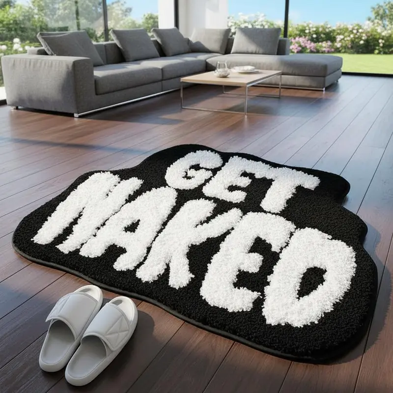 Get Naked Bath Mat, Cute Bathroom Rug for Bathroom Mat, rregular Non Slip ShowerFloor MatUltra Soft Mat Funny Bathroom Decor Soft Water-absorbent Anti-slip Floor