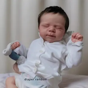 A complete set for the baby 3D Painted Skin Visible Veins 48cm Soft Touch Fabric Body Soft Silicone 19inch Sleeping Newborn Baby Doll Toy for Girls Realistic Gift for Halloween and Christmas