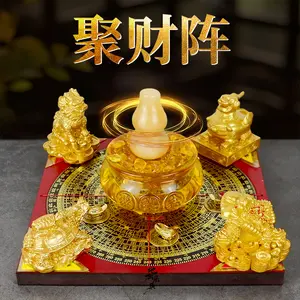 Wealth Attraction Formation – 9-Treasure Feng Shui Set｜Gourd · Dragon Turtle · Money Toad · Pixiu · Qilin · Compass · Treasure Basin｜Home · Shop · Office Desktop Wealth Display