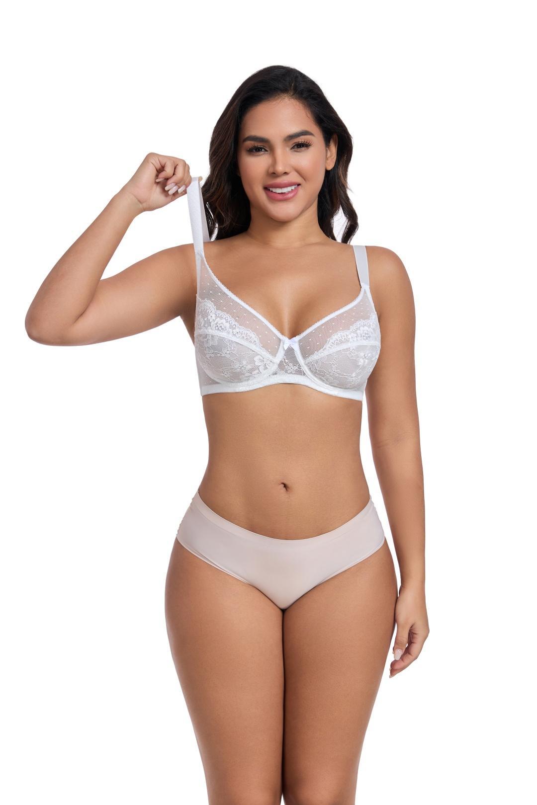 【new style】Exquisite floral lace plus size wire bra full coverage bra unpadded ultra-thin and comfortable,Unlined breathable lace lightweight bra, large size bra without padding, ultra-thin and comfortable, support sagging breasts, with wire，