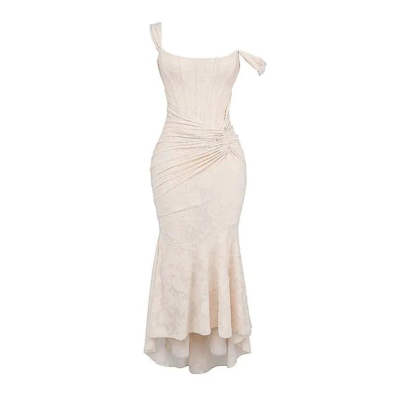 Pleated Jacquard French Lace Dress