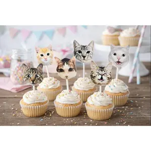 Cat Cupcake Toppers, Cat Party Cupcake Toppers, Cat Faces Cupcake Toppers