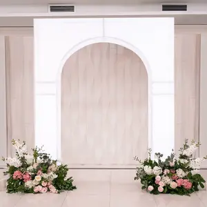 White Spandex Wedding Arch Cover for Arc de Triomphe Stand, Stretch Fitted Floral Balloon Frame Backdrop Stand Cover - 8ft