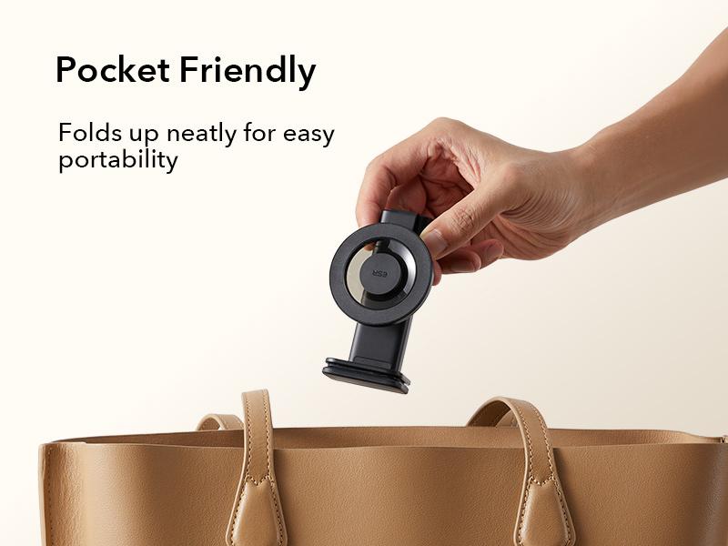 ESR MagSafe Phone Holder for iPhone 17/16/15/14/13/12 Portable Travel Stand with Metal Ring Airplane Travel Essentials Foldable & Portable 360° Rotation