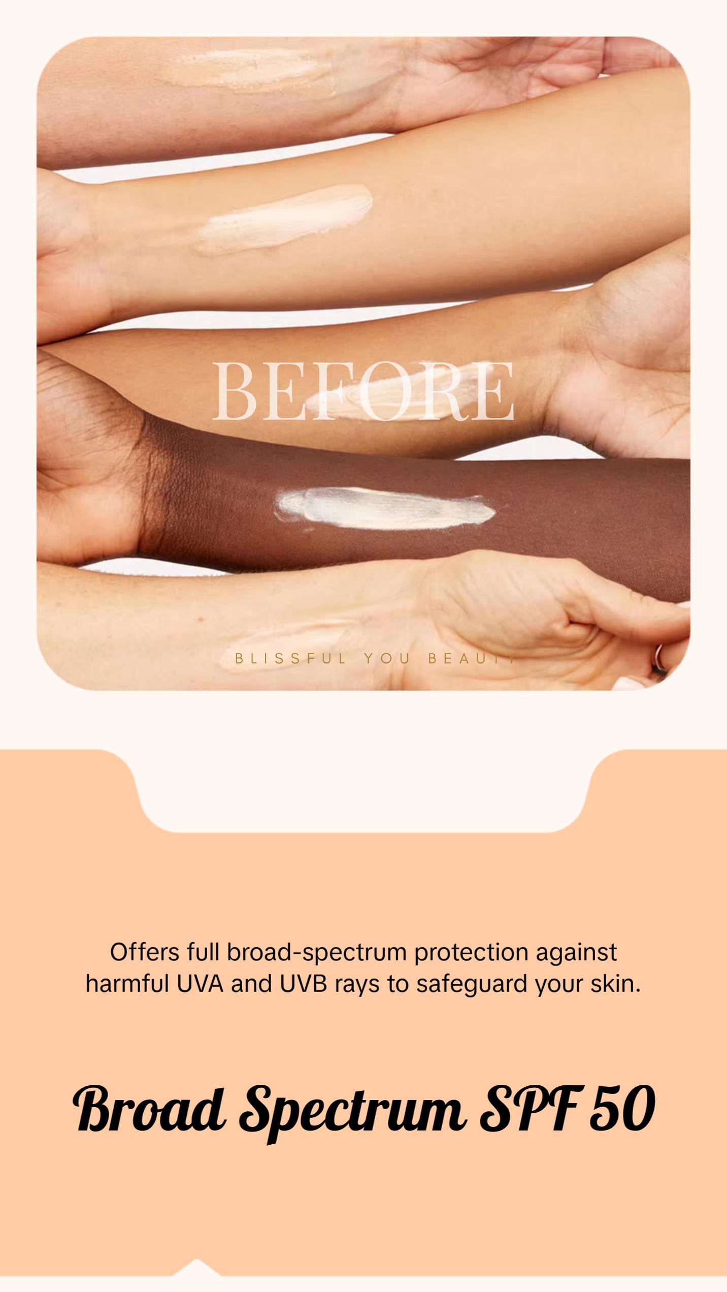 Blissful You Tinted Sunscreen SPF 50 UVA/UVB Protection Broad Spectrum - 50 ml Facial Skincare Aloe Argan bio sun Universal Tinted Moisturizer Sunscreen