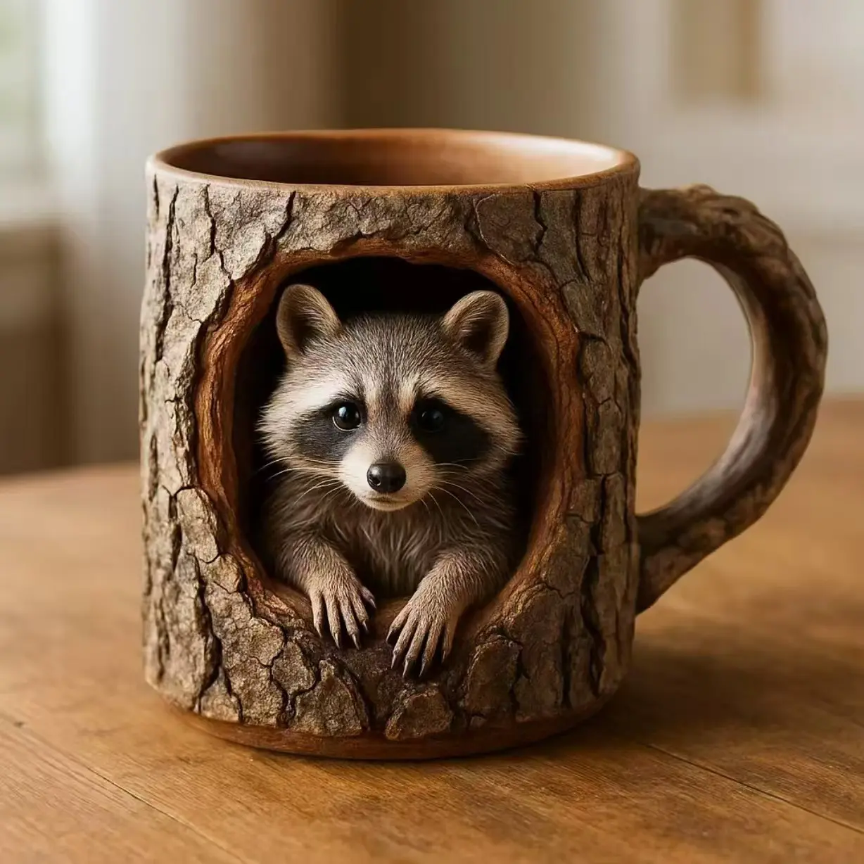 Raccoon/Owl Tree Hollow Mug 11oz Funny Accent Mug Animal Novelty Coffee Mugs Beverage Mug Reusable Drink Cups Drinkware