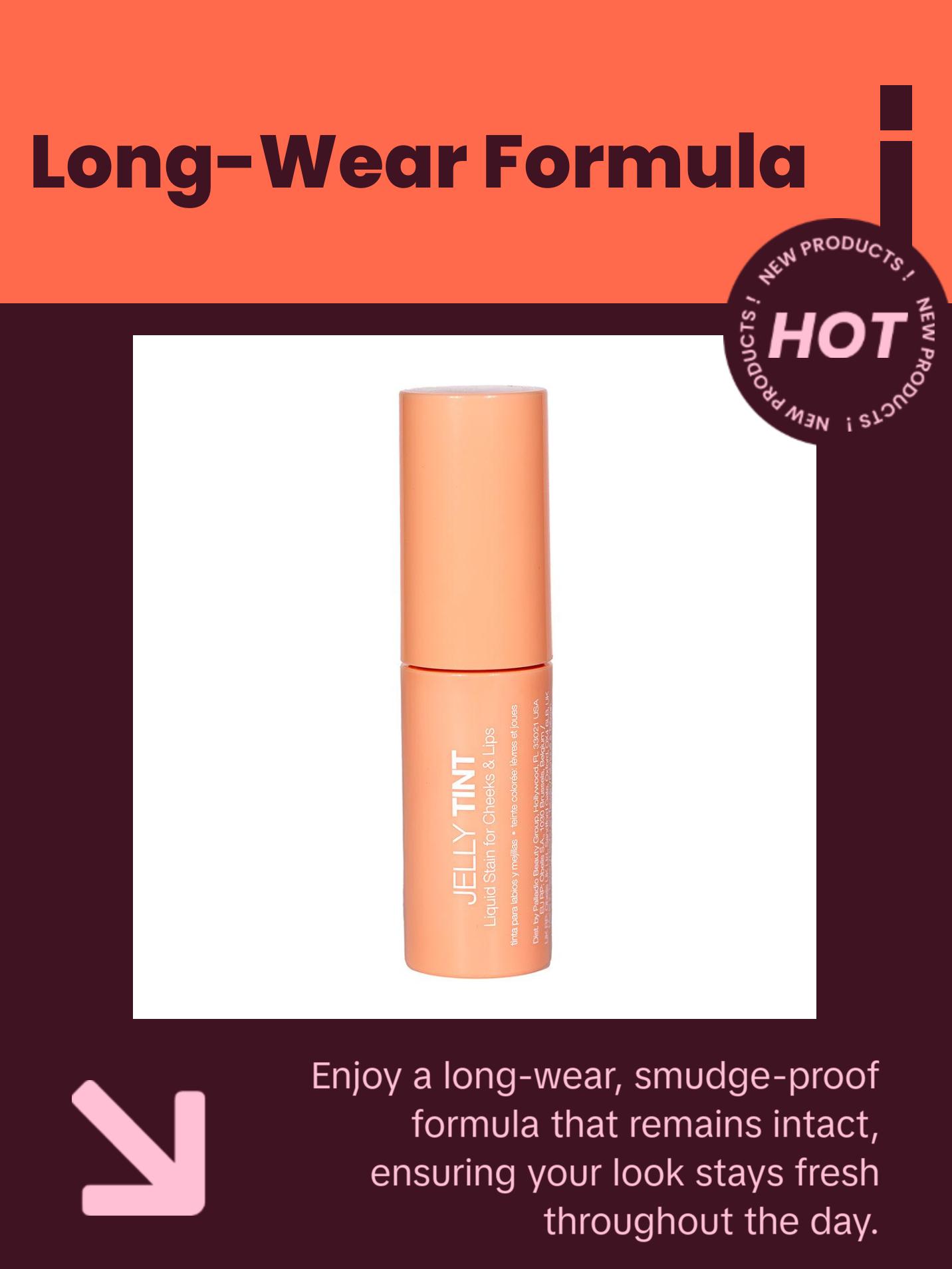 Palladio Jelly Tint, Liquid Stain for Cheeks & Lips, Vivid Color Lip Stain, Lightweight Non-Sticky and Transfer-proof, Natural Finish Makeup