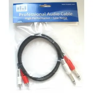 MUSYSIC® MU‑C3QDR RCA to Dual 1/4" TS Cable – 3ft Heavy‑Duty Audio Patch Cable
