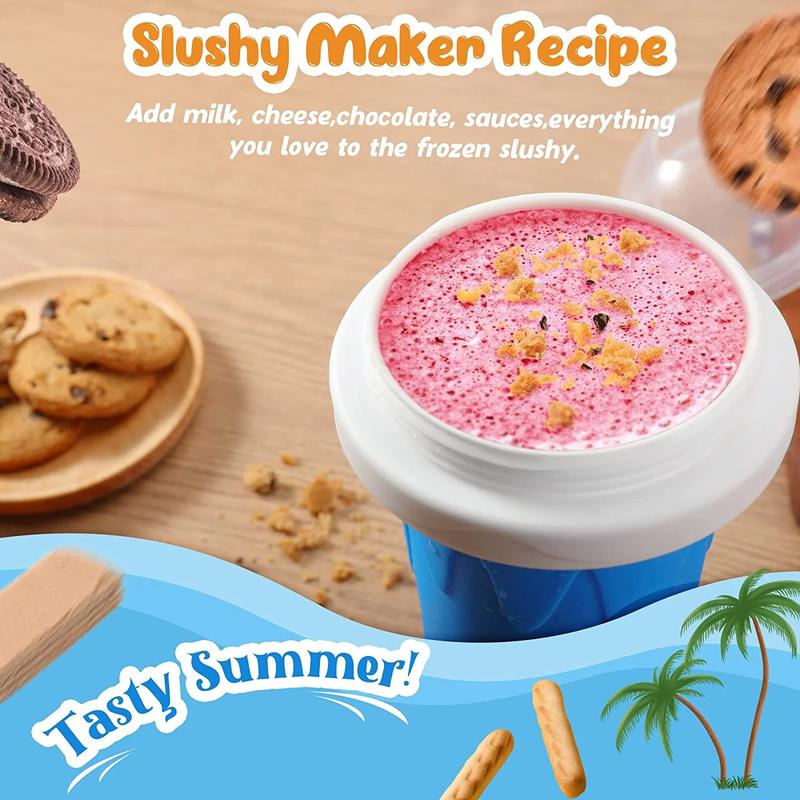Magic Slushy Maker Squeeze Cup Slushie Maker, Slushie Cup, Slushy Cup, Homemade Milk Shake Maker Cooling Cup for Children Utensils Kitchen Blue Pink