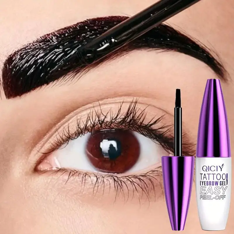 Easy Peel-Off Eyebrow Gel-Waterproof &Sweatproof, Long-Lasting Black or Brown TattooTint, Film Forming, Medium Coverage for All SkinTypes Transparent Fixing Gel Tattoo Gel Set