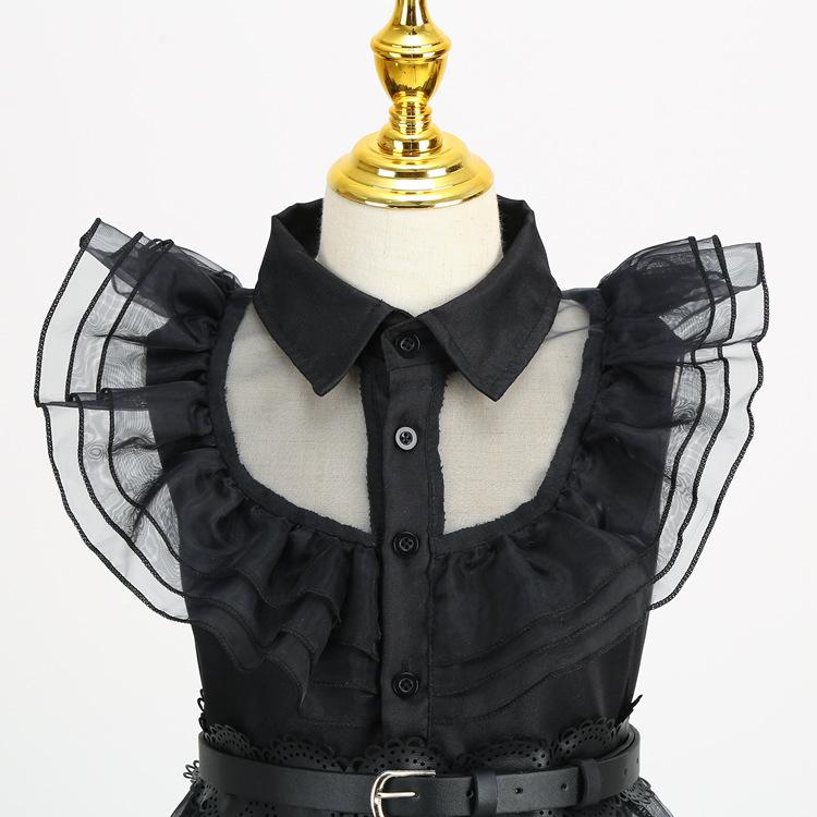 Adams Family Cos Costume Dance Dress Halloween Wednesday Adams Black Dress Cosplay Costume