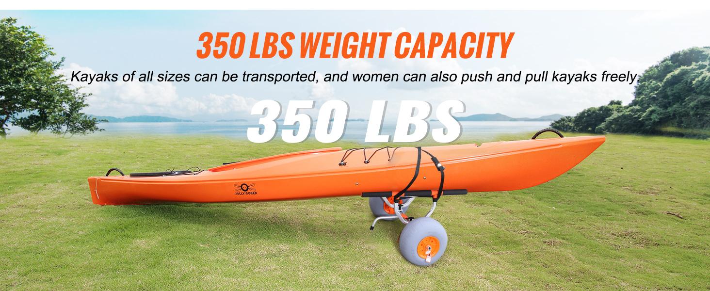 【fathersdaygift】VEVOR Heavy Duty Kayak CartFoldable Canoe Trolley Cart with 12'' TiresAdjustable Width 6.69"-17.32",350 Lb Weight Capacity Kayak Trolley for Kayaks Canoes Paddleboards Float Mats Jon Boats