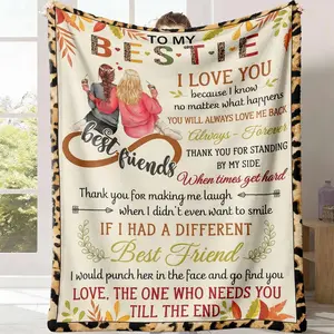 Gifts to My Bestie Blanket, Friendship Gifts for Soul Sister Bestie Unbiological Sisters Throw Blanket, Vintage-Look BFF Best Friend Blankets for Female Friends, Gift for Bestie