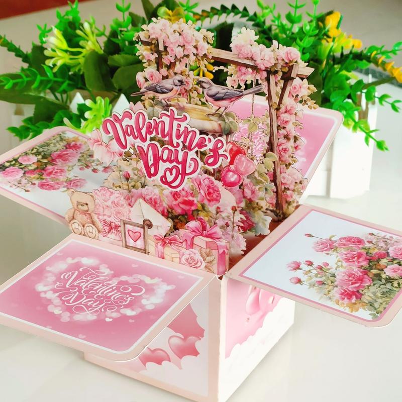 Valentine's Day Card, 3D Pop-Up Card with Flower Bouquet Keepsake Gift, Romantic Valentines Gifts and Flowers 2-in-1 Idea for Valentine, Birthday, Wedding, Anniversary, Easter, Wife Husband, Mom, Women, Him Her, Girlfriend Boyfriend