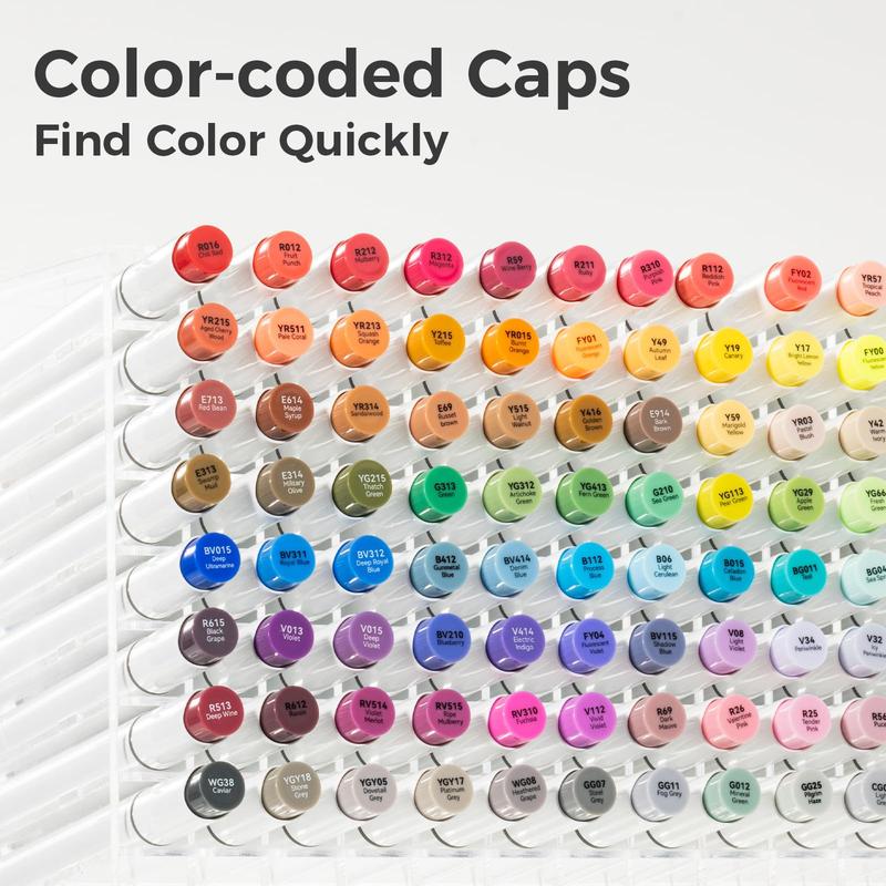 Ohuhu 104-color Alcohol Markers Brush Tip - Double Tipped Alcohol Marker for Artists Adults Coloring - Brush&Chisel/Fine - Refillable Ink - Christmas Gift