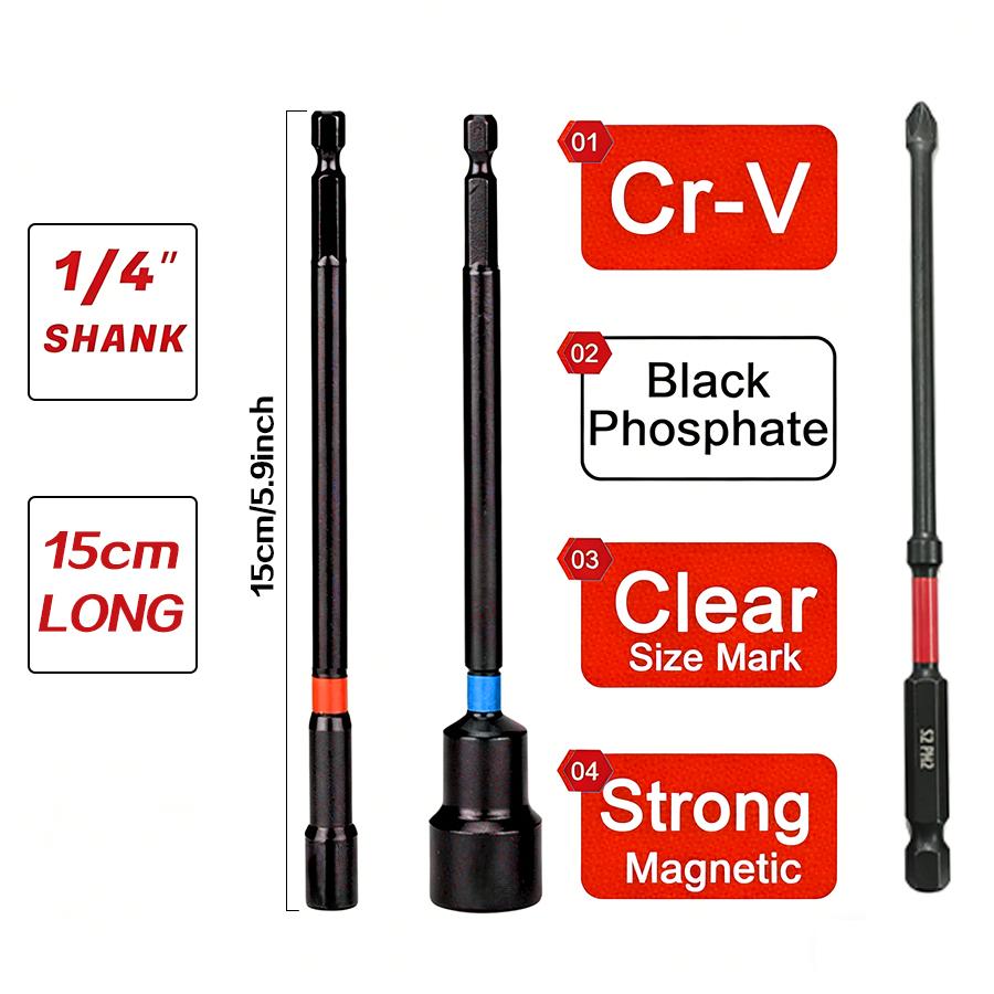20Pcs & 29Pcs Magnetic Nut Driver Bit Set, 1/4 Inch Hex Shank, Metric & SAE Dual Sizes, CR-V Steel Impact Socket Bits Kit with Extension Bar & Canvas Storage Carry Bag 20Pcs & 29Pcs Magnetic Nut Driver Bit Set, 1/4 Inch Hex Shank, Metric & SAE Dual Sizes, CR-V Steel Impact Socket Bits Kit with Extension Bar & Canvas Storage Carry Bag
