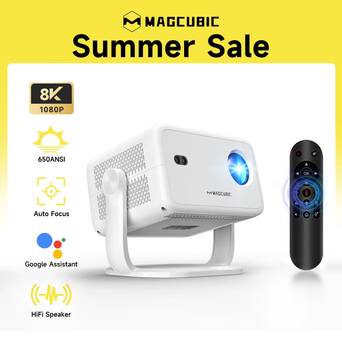 [US warehouse] Magcubic L018 Auto Focus Projector 650ANSI Google Assistant Android 14.0 8K Videosource Supported Native 1080P Wifi6 BT5.2 Built-in HiFi Speaker Allwinner H726 Auto Keystone Portable Movie Outdoor #SummerFinds #DealsForYouDays