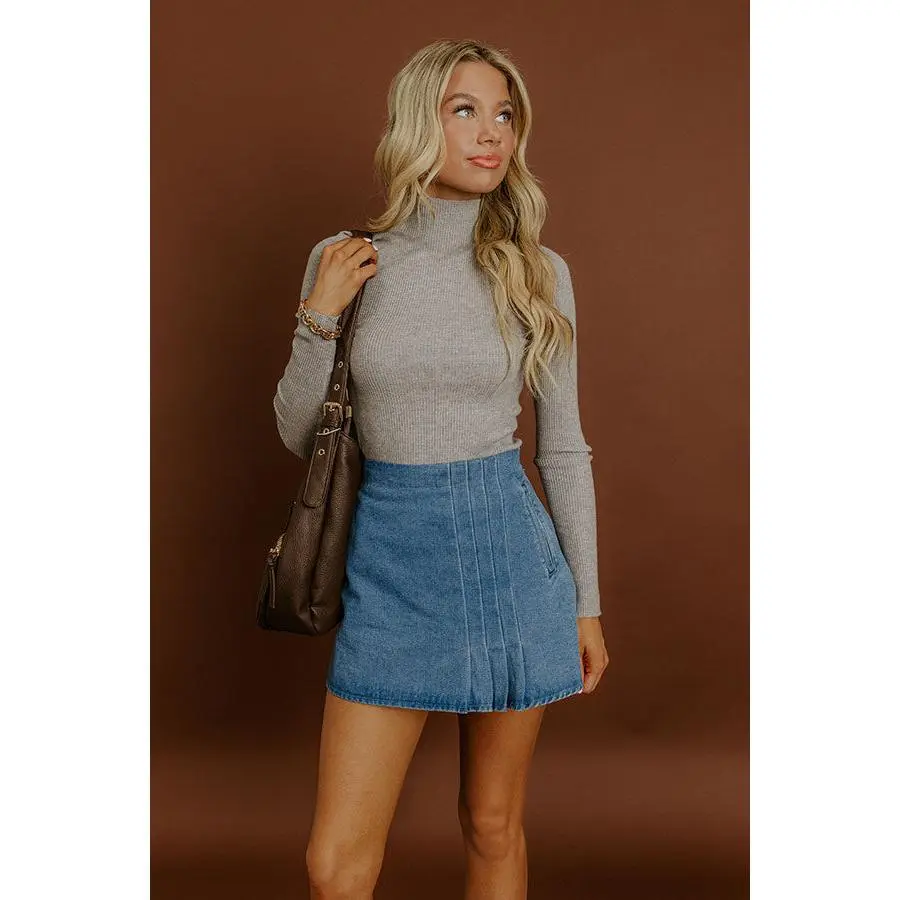 All About Layers Ribbed Top in Grey