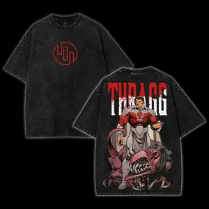 Retro Vintage Invincible Thragg Shirt – Viltrumite Empire Superhero Graphic Washed Cotton T-Shirt, Double Side Print Oversized Tee, 90s Comic Book Aesthetic, Y2K Streetwear Grunge Tee, Superhero Anime Style Merch, Gift for Comic Fans