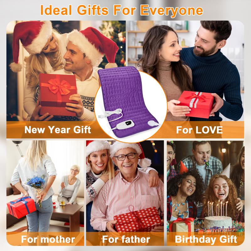 Deepsoon Heating pad, 33in×17in, 24in×12in, 6 temperature levels and 4 time settings, portable, back, neck, shoulders and legs heating, machine washable, perfect holiday gift for men, women, parents, Christmas gift