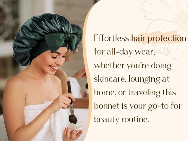 YANIBEST Double Layer Satin Silk Bonnet for Sleeping Hair Bonnet with Elastic Tie Band for Curly Hair Wig Caps Beanpaste Pink TikTokShopBlackFriday