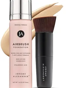 Jerome Alexander Cosmetics AirBrush Makeup Essential 2-Piece Set -   Full Coverage Buildable Formula - Skincare Actives for Hydrated Skin - Professional Finish