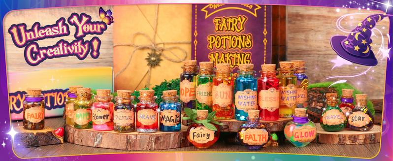 Alritz Magic Potion Kit for Kids DIY Art & Craft Set with 20 Bottles Wizard Dress-Up Toy for Girls and Boys Ages 6+ Perfect for Birthday Gifts Christmas Halloween Party Favors Assortment & Goodie Bag Stuffers