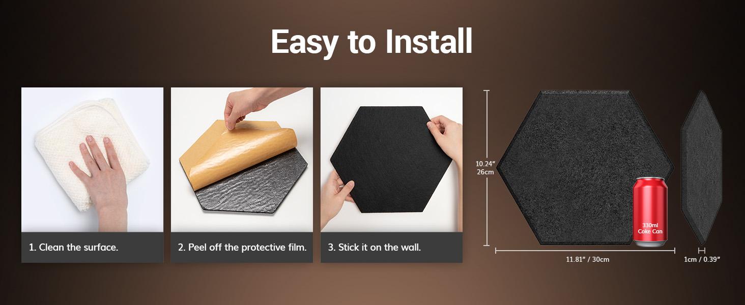 TONOR High-Density Soundproof Panels, Black Acoustic Panels for Studio, Office, and Home Use,Waterproof & Odorless, 100% Polyester Fiber