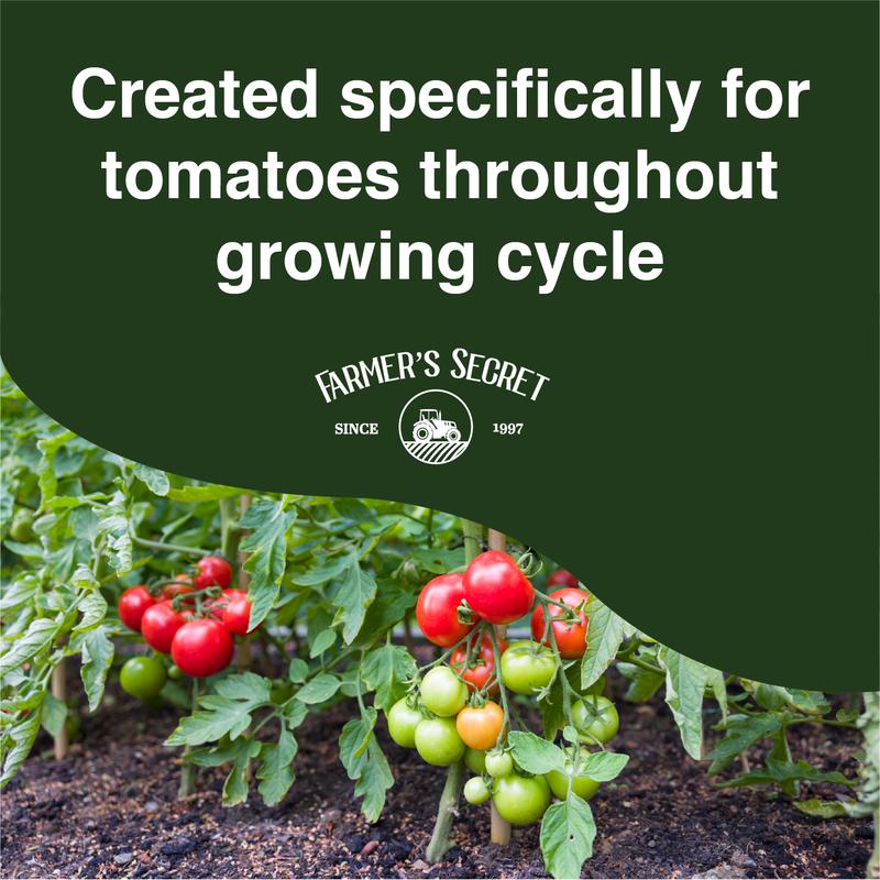 Farmer's Secret Tomato Booster Fertilizer - Super Concentrated - 3:8:7 Ratio Fortified with Humic Acid, Iron and Calcium - Grow More Tomatoes