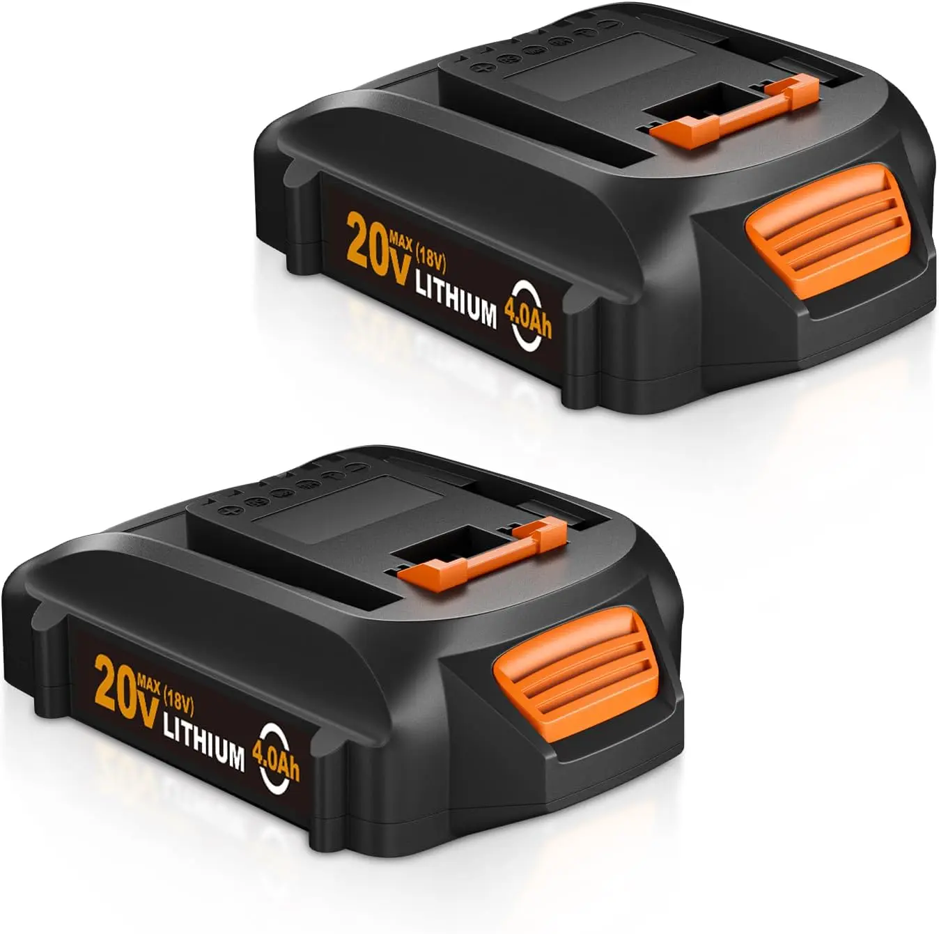 2-Pack 20V 4.0Ah 80Wh Lithium Ion Power Tool Batteries - PC+ABS, Over-Charging Protection, Replacement for Worx WA3575, WA3012, WA3525, WA3520, WA3578 & 20V Cordless Tools, 20 Volts